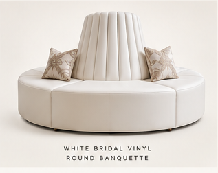 White bridal vinyl round banquette
